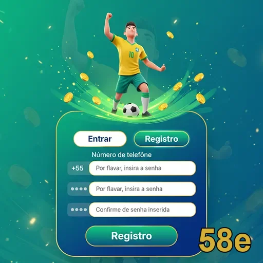 Tela de registro do aplicativo 58e com jogador em destaque.