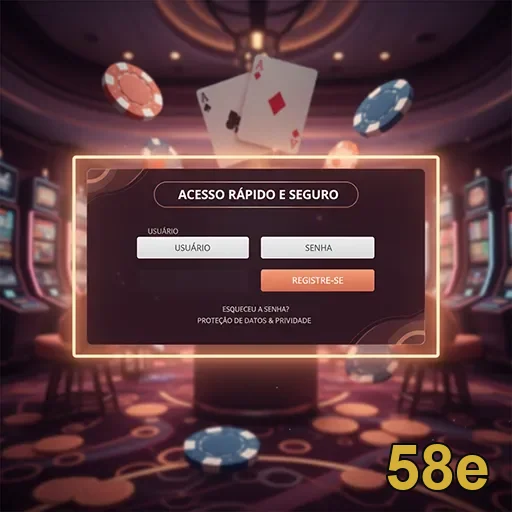 Tela de login segura do 58e para cassino online.