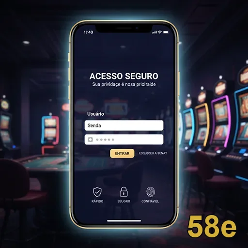 Tela do aplicativo 58e mostrando acesso seguro para usuários.