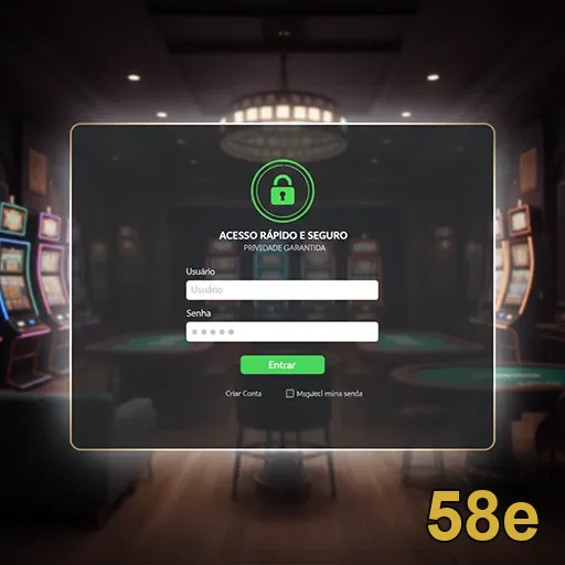 Tela de login da 58e com foco na segurança do usuário.