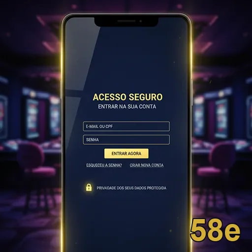 Tela do app 58e com acesso seguro para jogadores VIP.