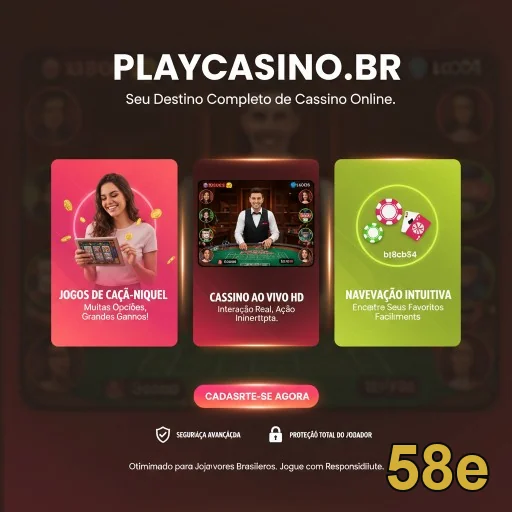 Ilustração de interface da 58e com jogos de cassino variados.