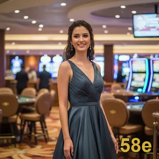 Pessoa em ambiente de cassino com elementos de aposta 58e