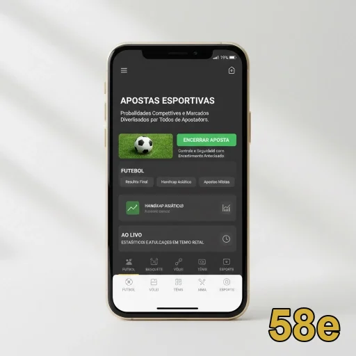 Smartphone mostrando apostas esportivas na 58e.