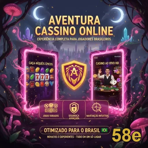 Imagem da plataforma 58e destacando caça-níqueis e cassino ao vivo.