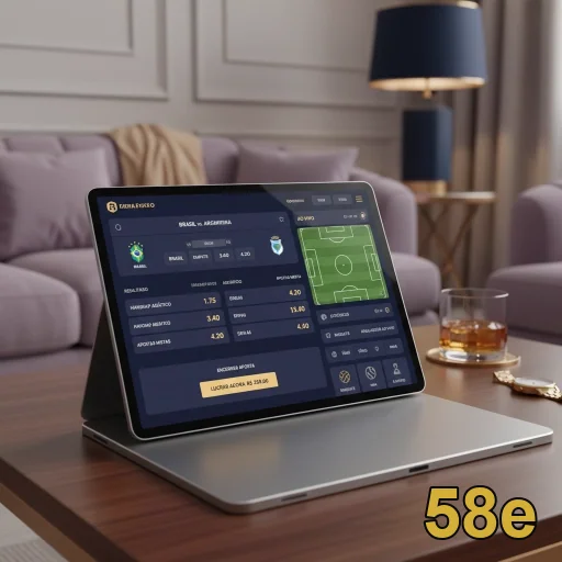 Tela de apostas esportivas da 58e em um tablet.