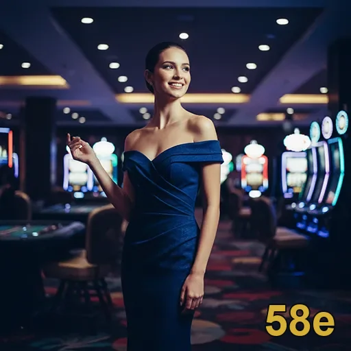 Jogadora elegante em ambiente de cassino no 58e.