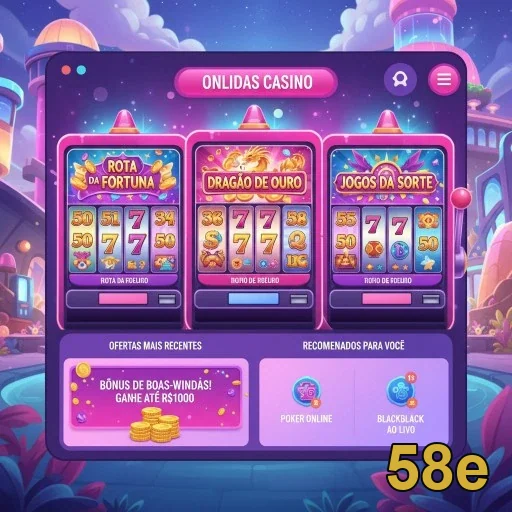 Interface dos jogos VIP da 58e com opções de slots populares.