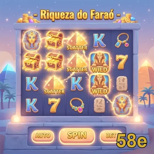 Slot game 'Riqueza do Faraó' no aplicativo 58e.
