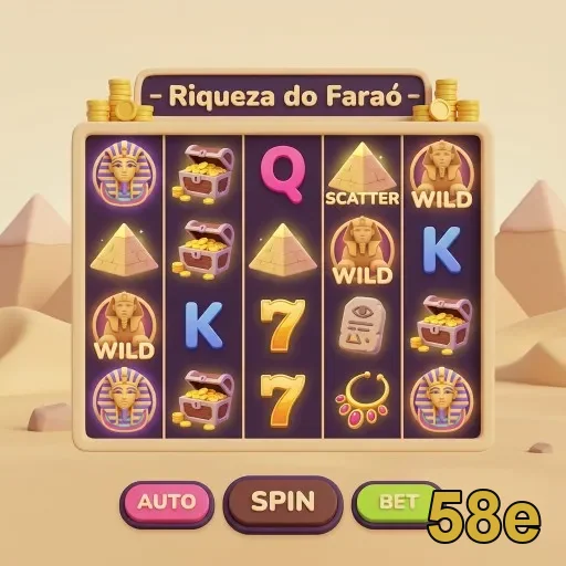 Interface da slot 'Riqueza do Faraó' na 58e.