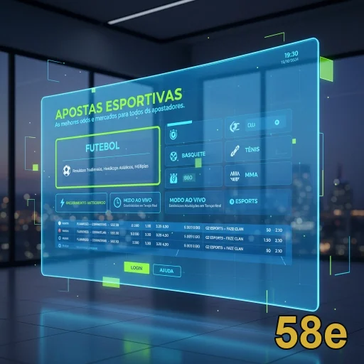 Interface de apostas esportivas da 58e em ambiente moderno.
