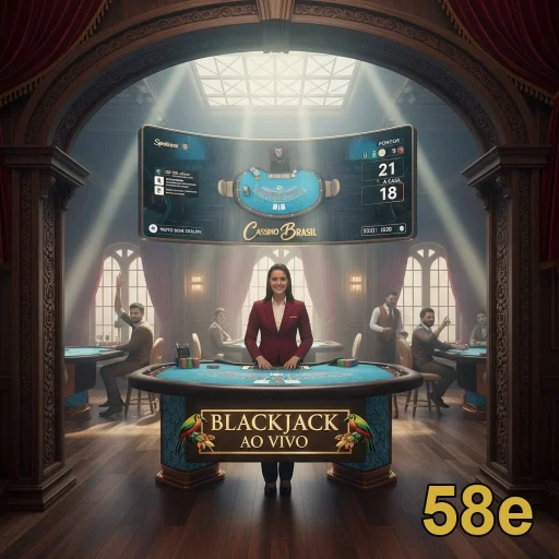 Dealer em mesa de blackjack ao vivo no cassino 58e.
