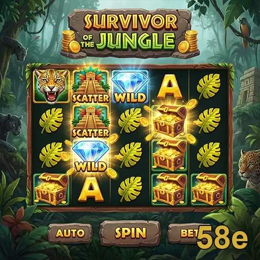Interface do jogo 'Survivor of the Jungle' no 58e.
